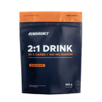 Endurance 2:1 Drink mix package with orange and blue design on a white background