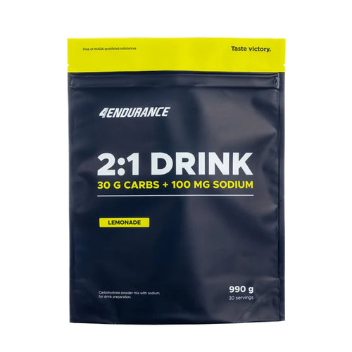 Endurance 2:1 Drink mix package with lemonade flavor on a white background