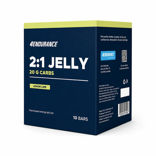 Box of 4Endurance 2:1 Jelly with lemon lime flavor on a white background
