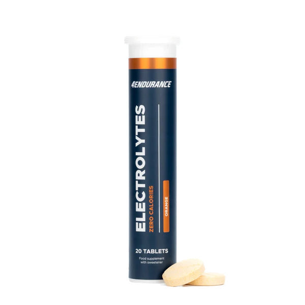 Endurance electrolytes supplement tube with two tablets on a white background