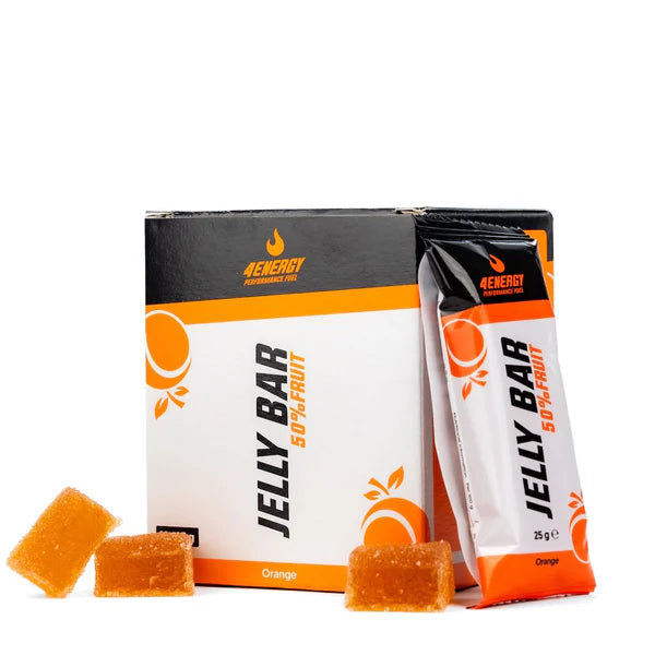 Jelly bar packaging with orange flavor on a white background
