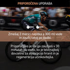 Bicyclist in a race with text overlay on a dark background
