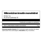 Label for micronized monohydrate creatine powder on a white background