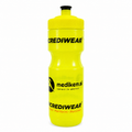 Yellow water bottle with Crediwear branding on a white background