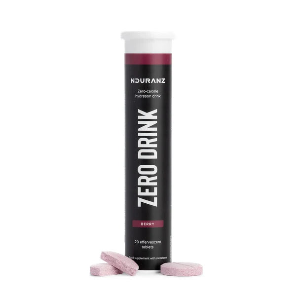 Nduranz Zero Drink berry flavor effervescent tablet packaging on a white background