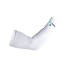 White arm sleeve with a brand logo on a white background