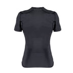 Black short-sleeve top on a white background