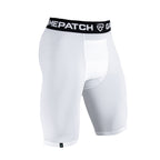 White compression shorts with a black band featuring 'GamePatch' branding on a white background.