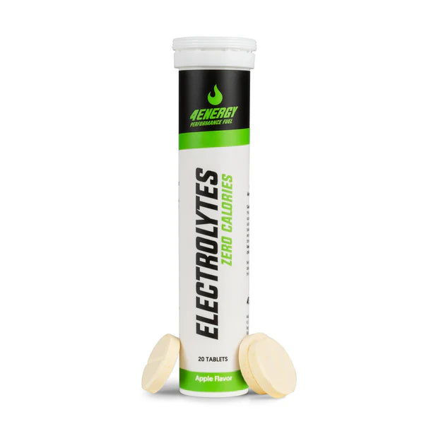 Tube of 4Energy Electrolytes with two tablets on a white background