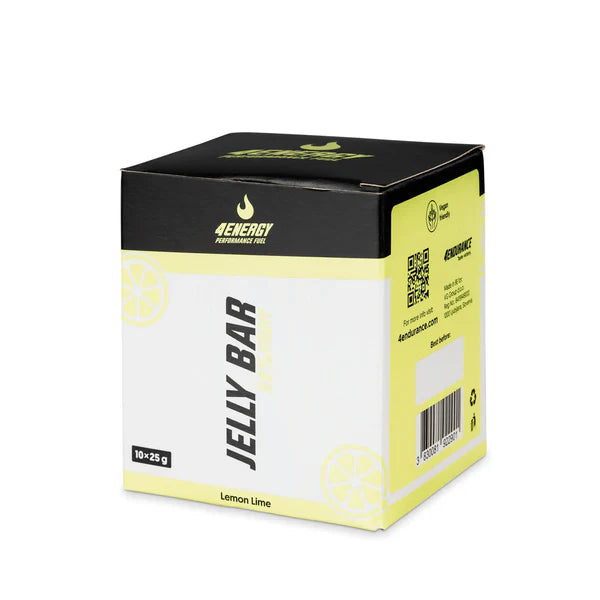 Box of 4Energy Jelly Bar Lemon Lime on a white background