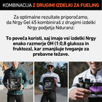 Promotional image for Nrgy Gel 45 with text and people holding the product.