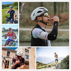 Collage of a person drinking from a sports bottle in various outdoor settings.