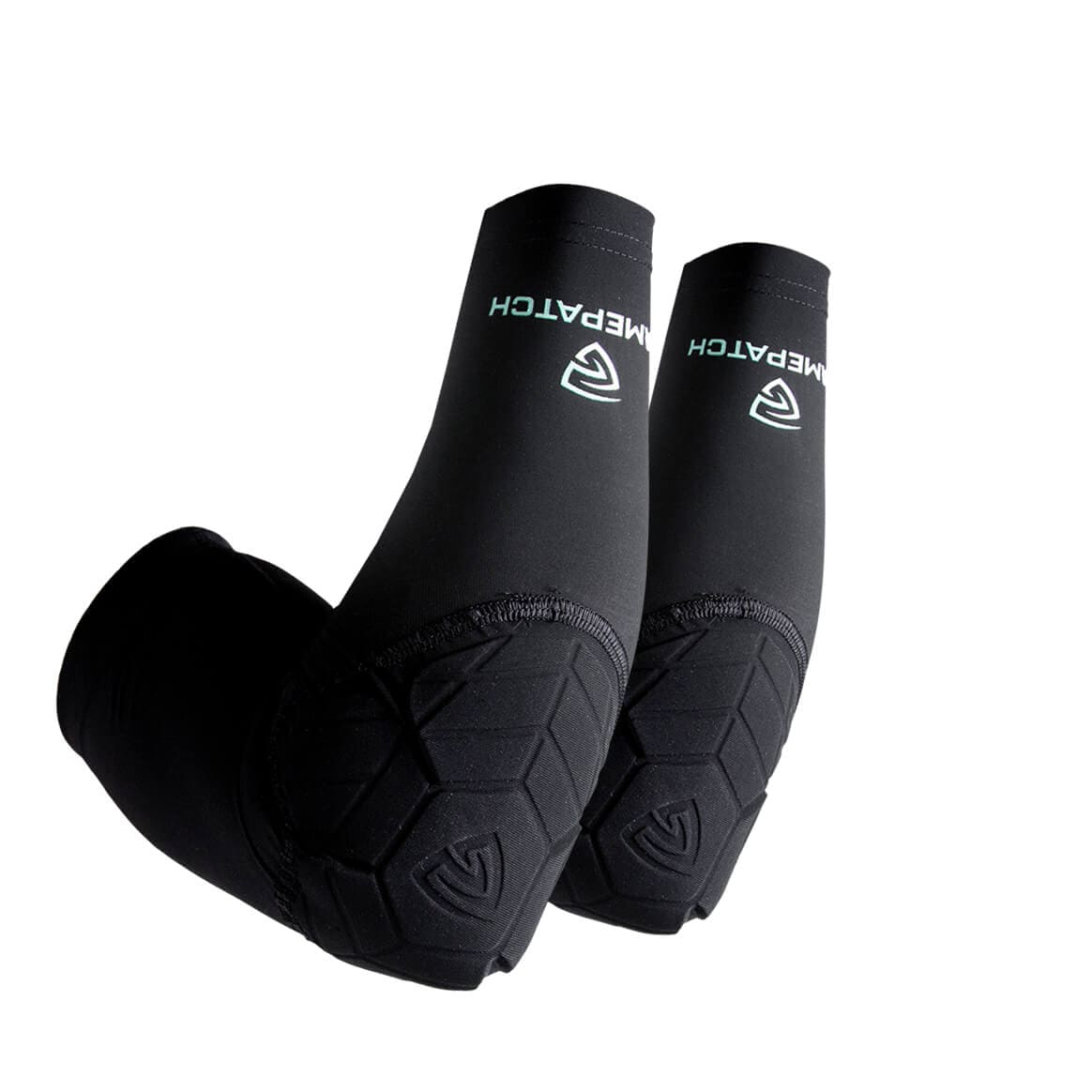 Black elbow pads with GAMEPTACH branding on a white background