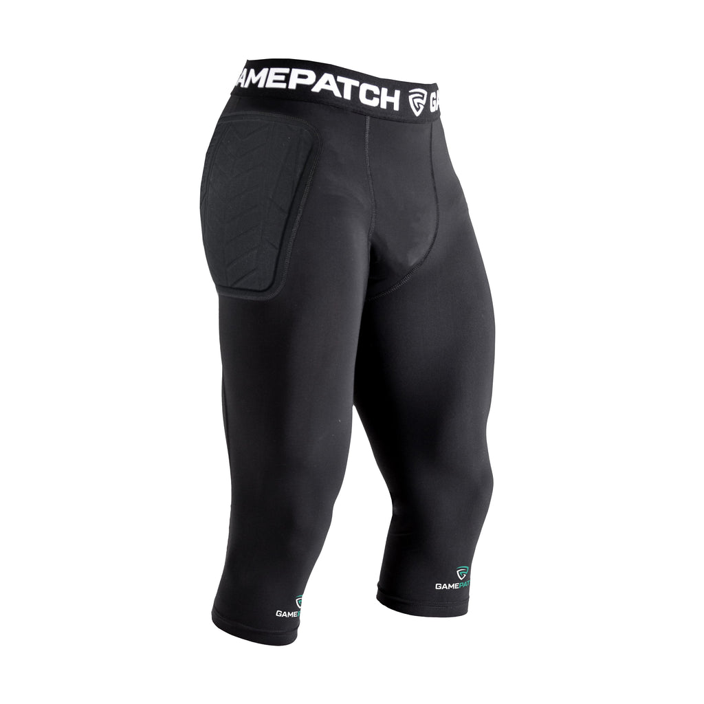 goalkeeper padded compression tights three quarter black angle protection gamepatch
