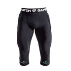 goalkeeper padded compression tights three quarter black front gamepatch
