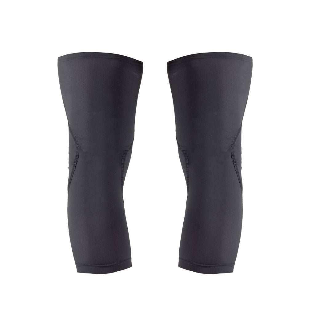 Pair of black knee pads on a white background