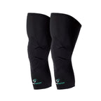 Black knee pads with a brand logo on a white background