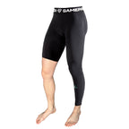 one leg compression tights black left leg side on body gamepatch