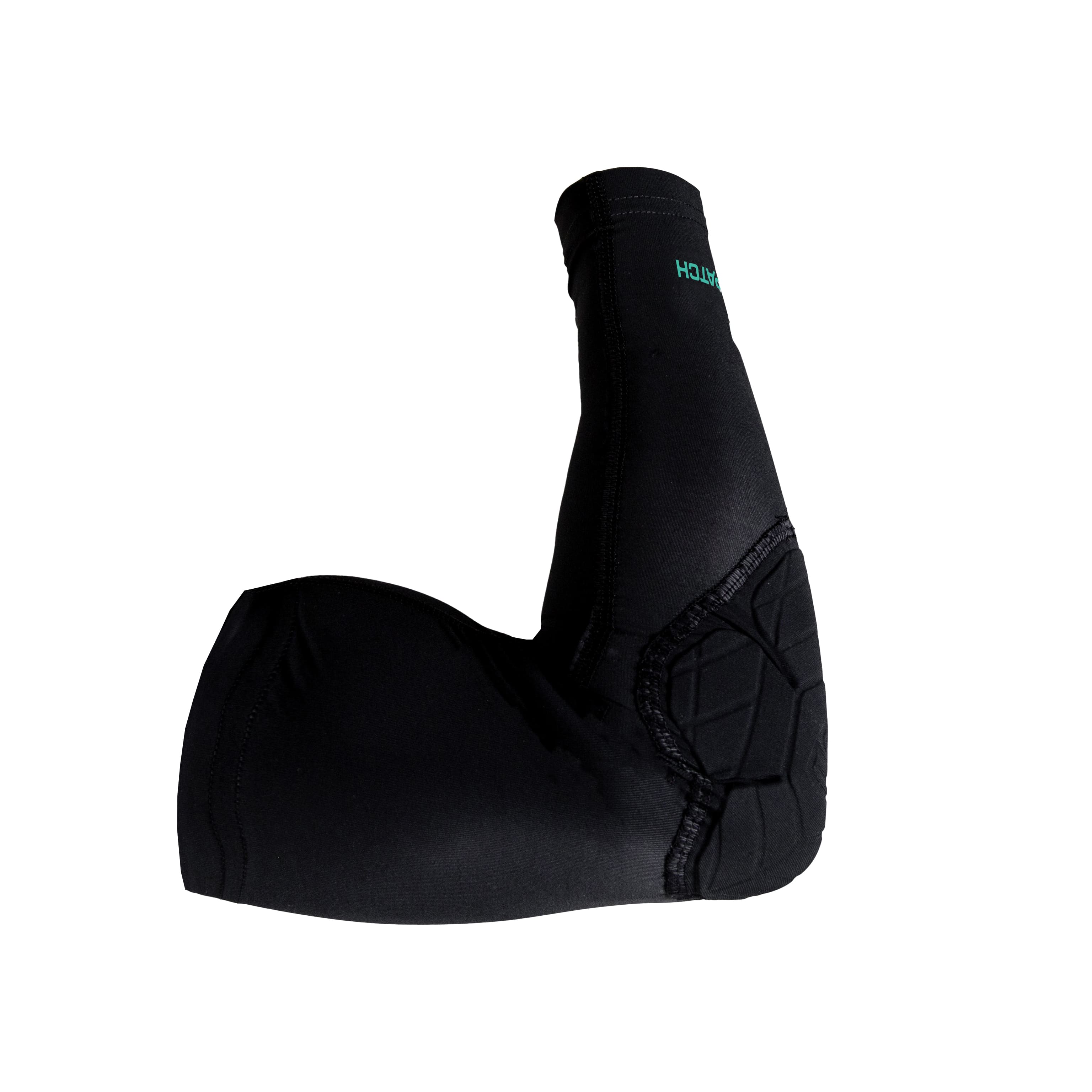 Black elbow pad with a brand logo on a white background