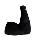 Black padded arm sleeve with brand logo on a white background