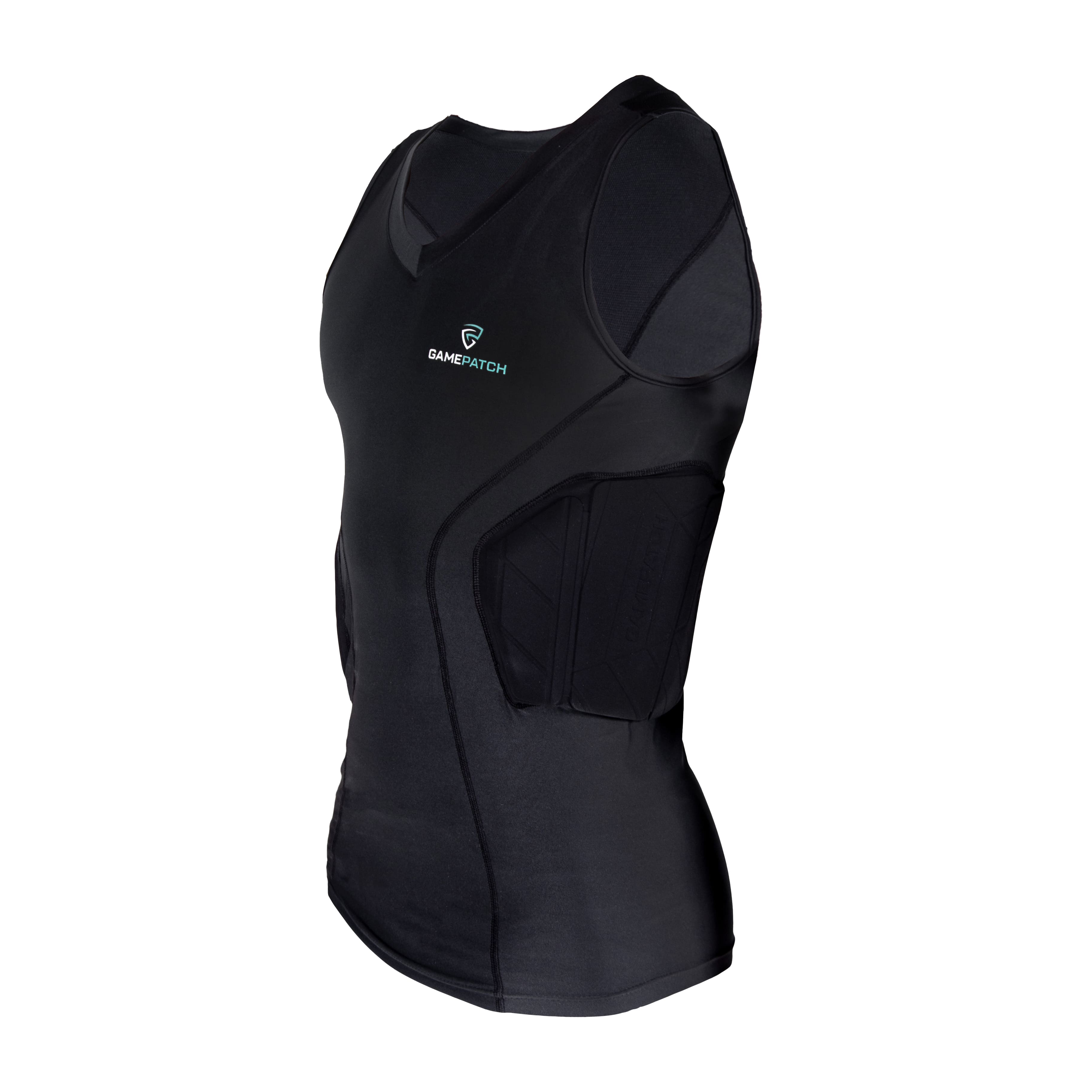 padded compression shirt pro black sleeveless dynamic angle gamepatch
