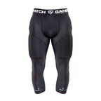 Black protective athletic pants with padding on a white background