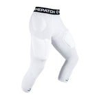 White compression pants with a black waistband featuring 'Gamepatch' branding on a white background.