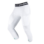 White compression pants with a black waistband featuring 'GamePatch' branding on a white background.