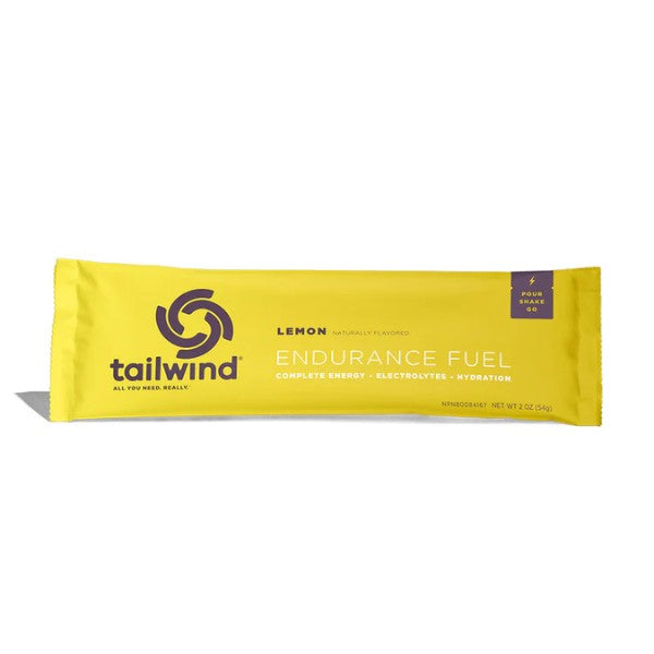Yellow package of Tailwind Endurance Fuel on a white background