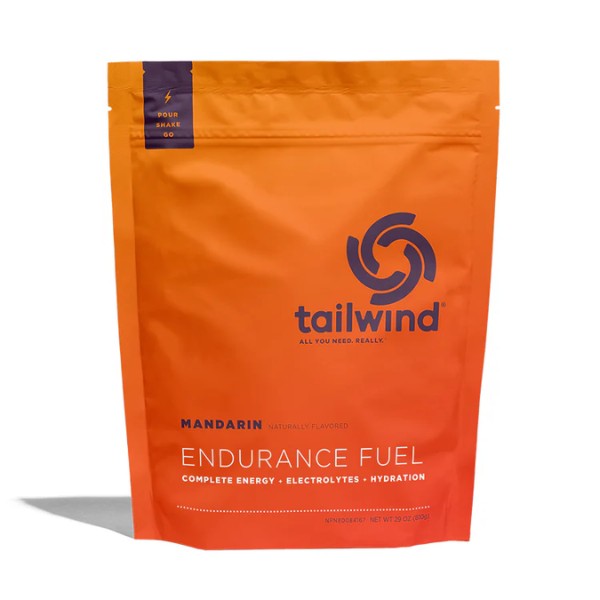 Orange package of Tailwind Mandarin Endurance Fuel on a white background