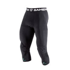 Black compression leggings with brand logo on a white background