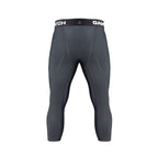Gray compression pants with a black waistband on a white background
