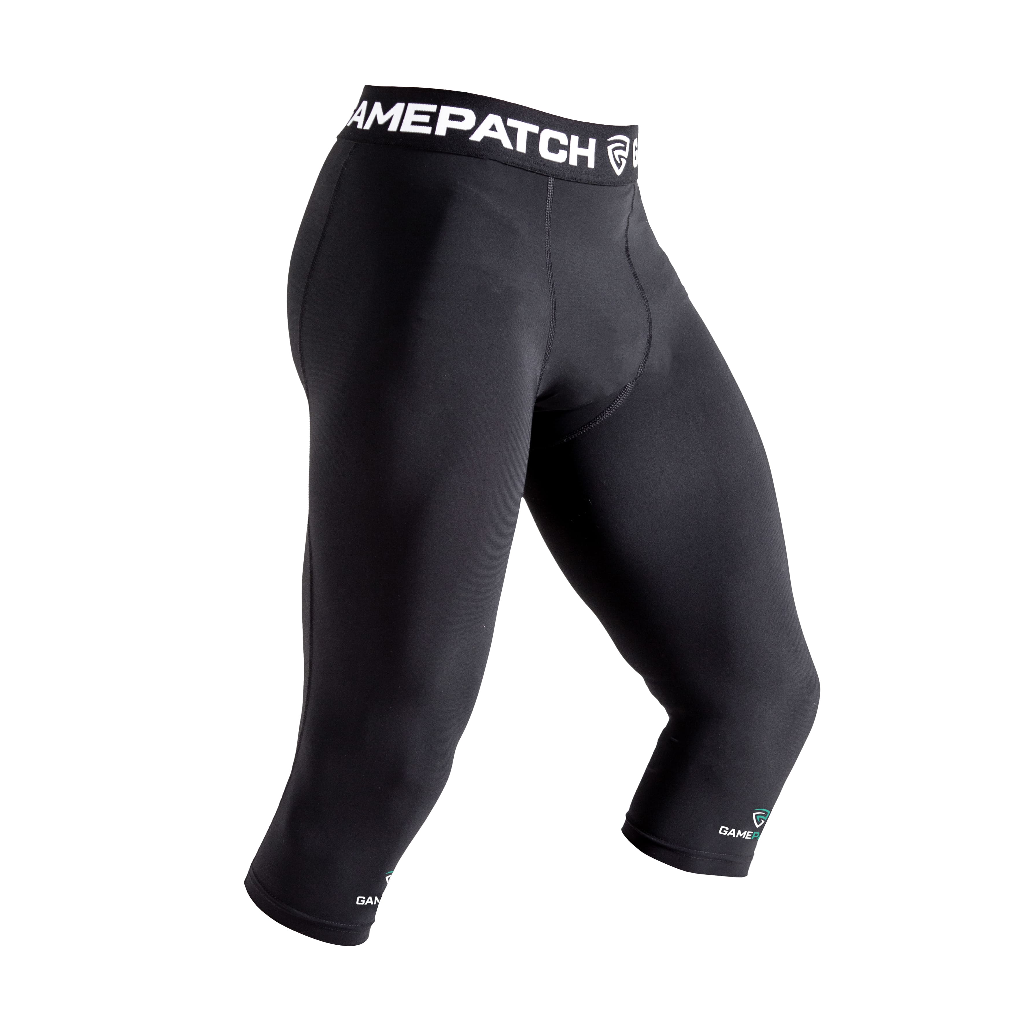 Black compression shorts with 'Gamepatch' branding on a white background