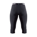 Black compression shorts with a brand logo on a white background