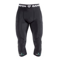 Black compression pants with knee pads on a white background