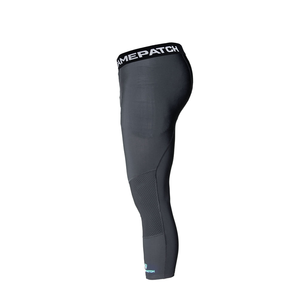 three quarter compression tights black profile abrasion resistant gamepatch
