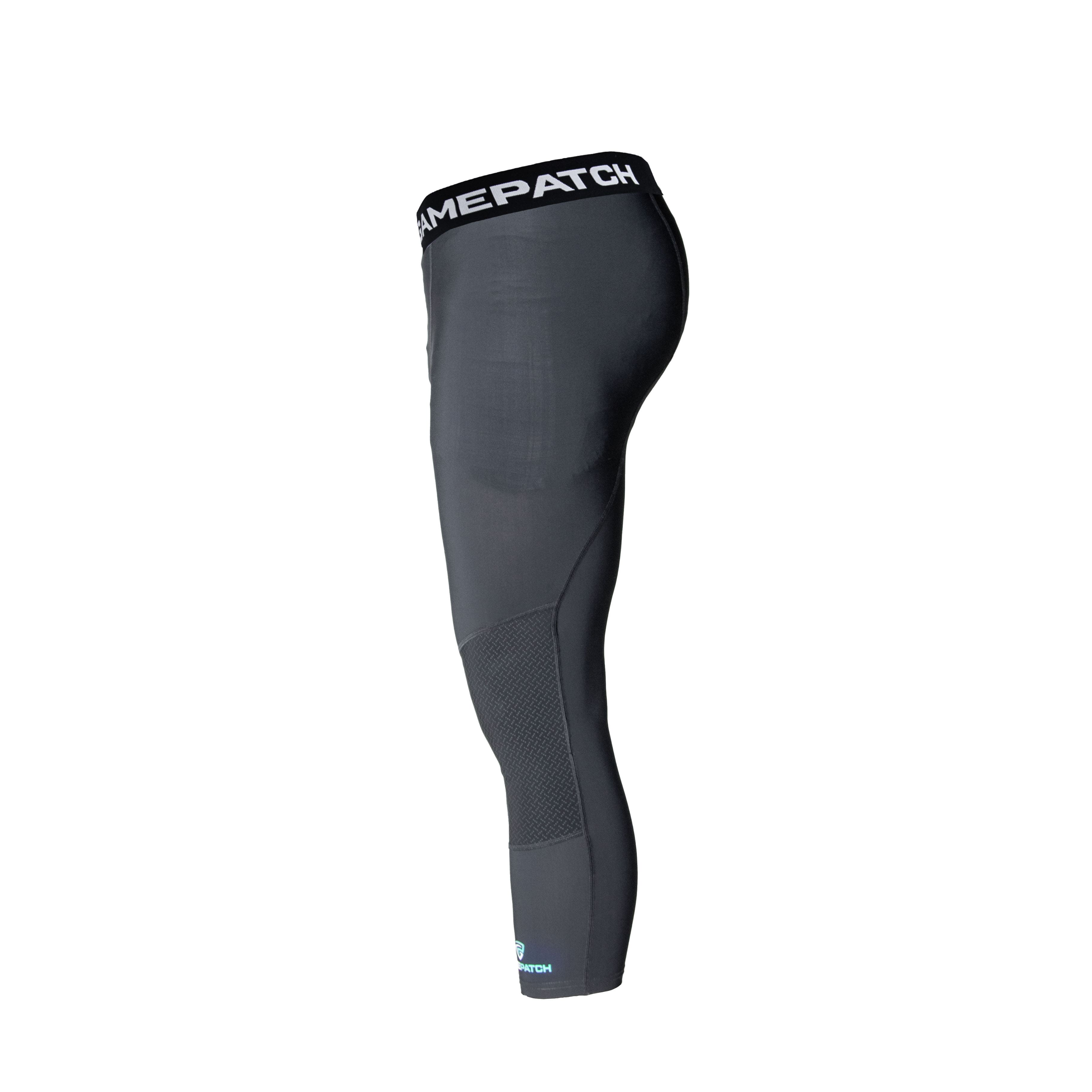 three quarter compression tights black profile abrasion resistant gamepatch
