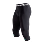 Black compression shorts with 'GamePatch' waistband on a white background
