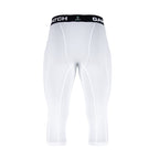 White compression leggings with a black waistband on a white background
