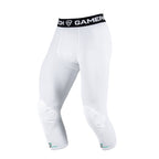 White compression leggings with a black waistband featuring 'GamePatch' branding on a white background.