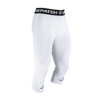 White compression leggings with black waistband on a white background
