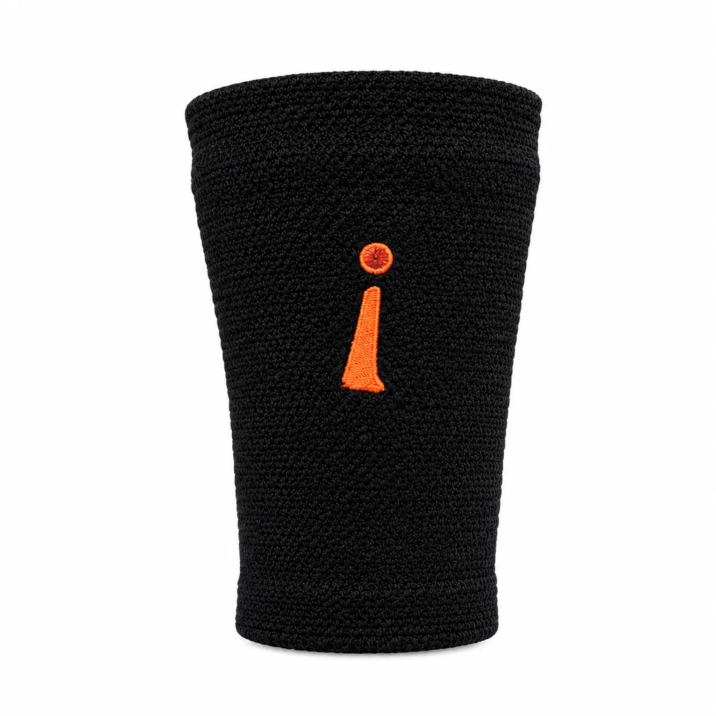 IncrediWear trak za zapestje – črn z oranžnim logom in embalažo